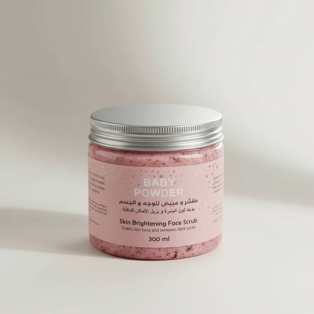 سكراب الوجه والجسم بيبي باودر لتفتيح البشرة – Baby Powder Face & Body Scrub 300 مل