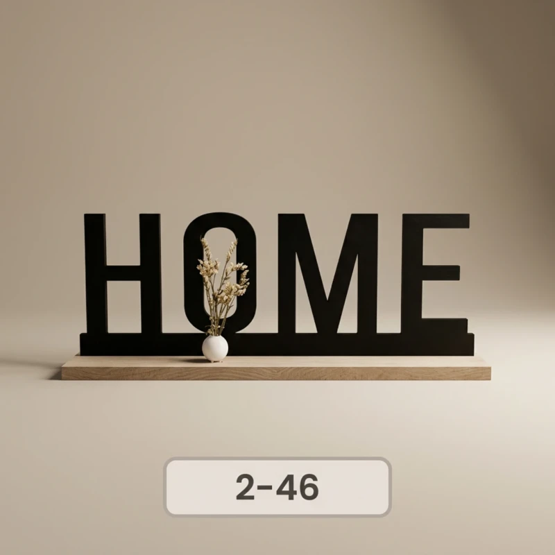 مجسم ديكوري مكتبي بكلمة HOME وقاعدة خشبية