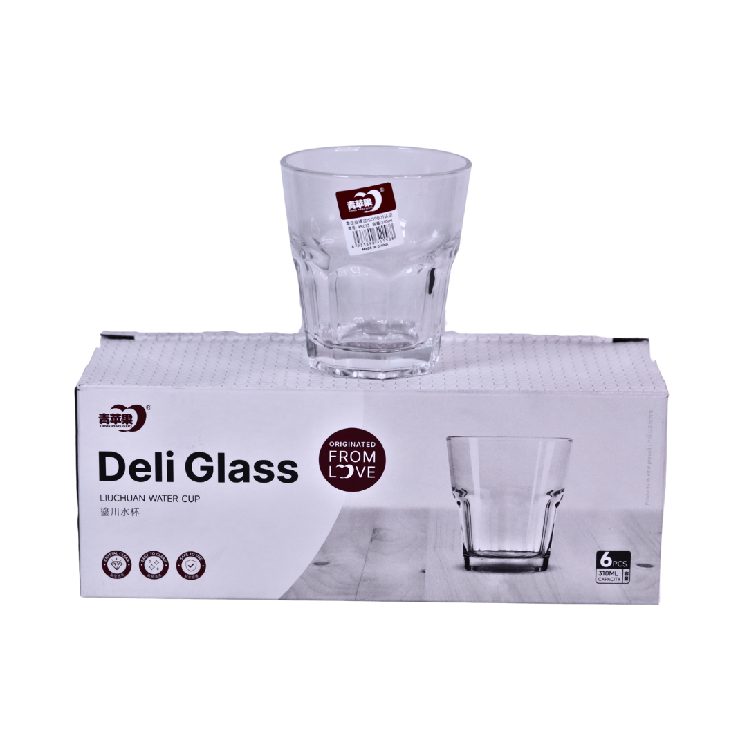 طقم كاسات ماء زجاجية – DELI GLASS – 6 قطع
