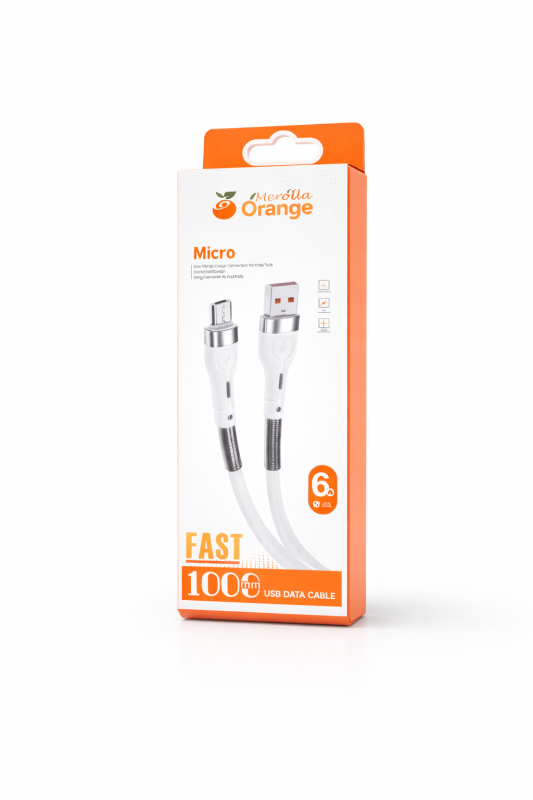 كابل شحن ونقل بيانات مايكرو USB سريع 6A بطول 1 متر – Merolla Orange