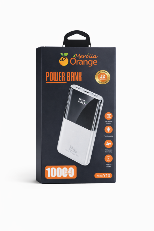 باور بانك Merolla Orange سعة 10000mAh شحن سريع 22.5W – موديل Y13